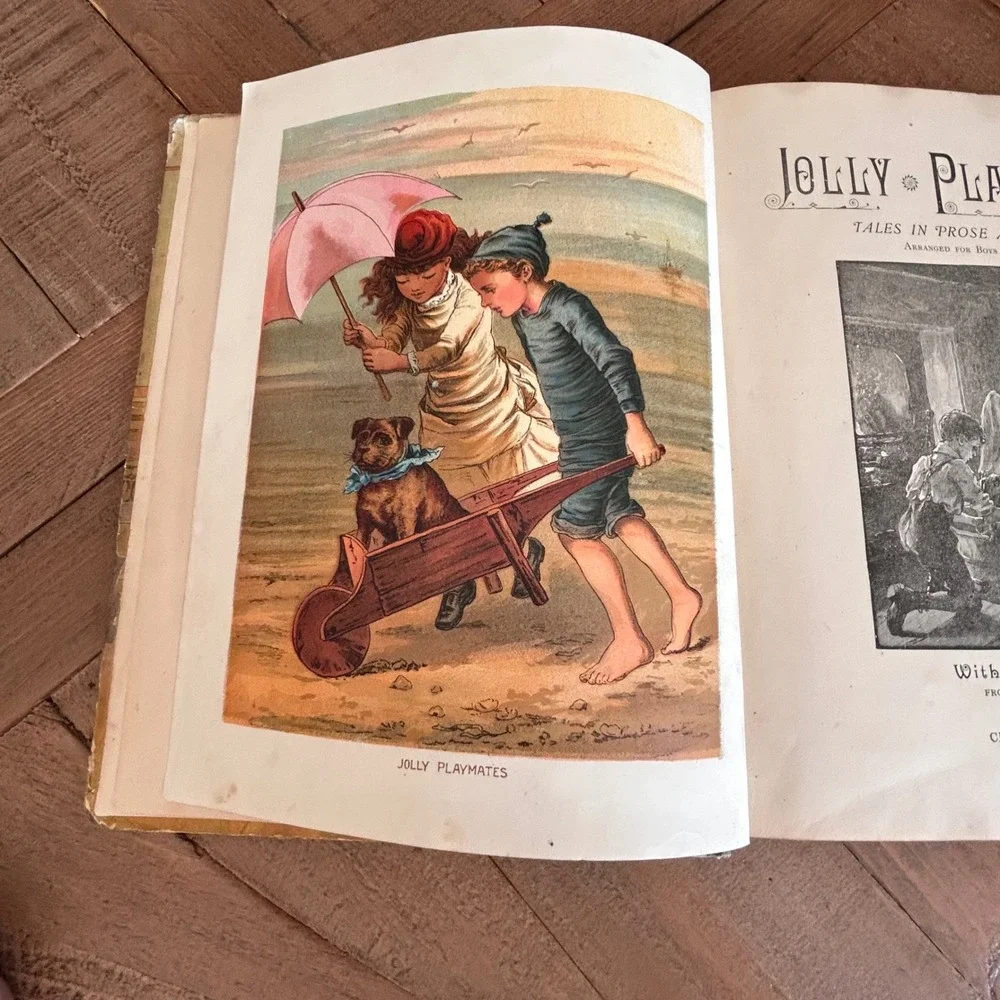 Antique 1892 Jolly Playmates Tales in Prose and Rhyme Illustrated Childrens Book